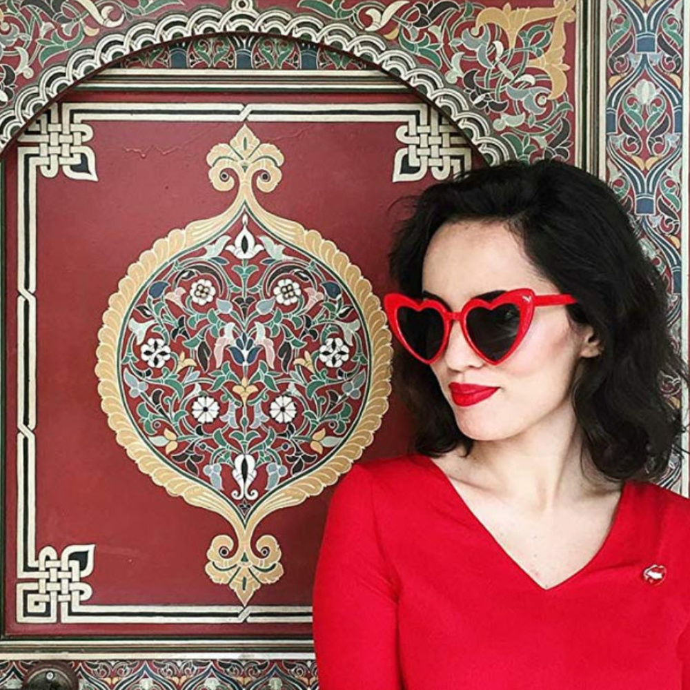 Red Heart frame Retro Lolita sunglasses - Picture 2 of 8